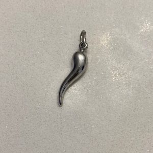 Large Sterling Silver Italian Horn Pendant Charm